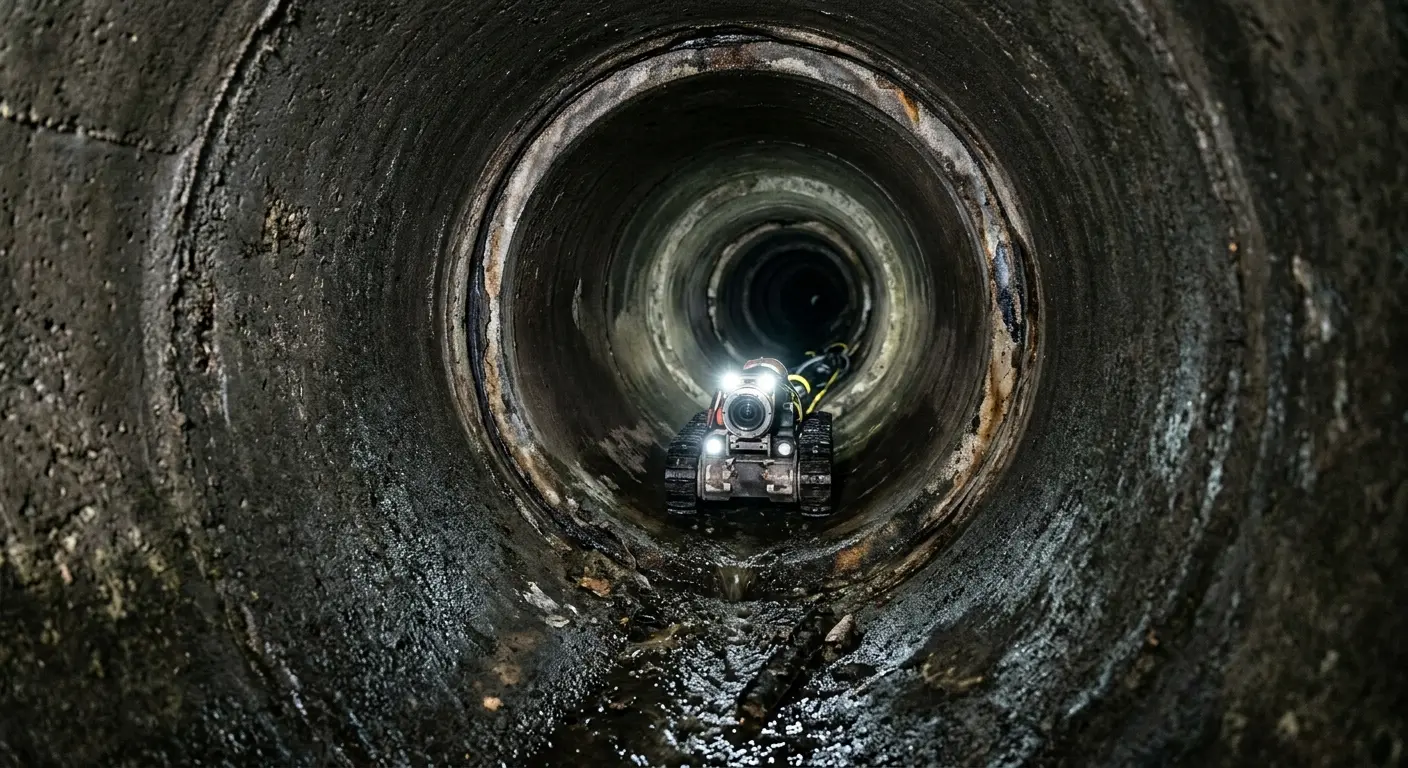 Robotic sewer camera inspecting pipe interior for Drain Snake Service in Mililani Town